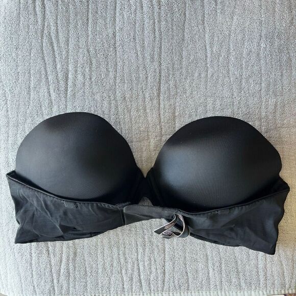 Victoria's Secret Women's Strapless Push Up Bra Black 36DD Back Closure - Picture 3 of 6